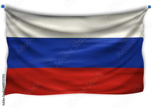 Free Download Official flag Russia. Patriotic symbol, banner, element, background. The right colors. Wavy flag with really detailed fabric texture, exact size, illustration, 3D, pinned, pin - GFXLoad