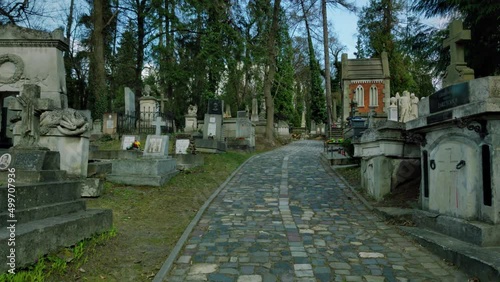 Walk among the graves in the Lychakiv cemetery in Lviv