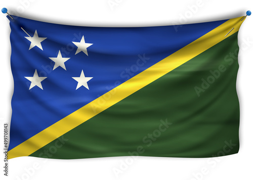Solomon Islands Wavy Flag, national flag clipping path, 3D illustration
