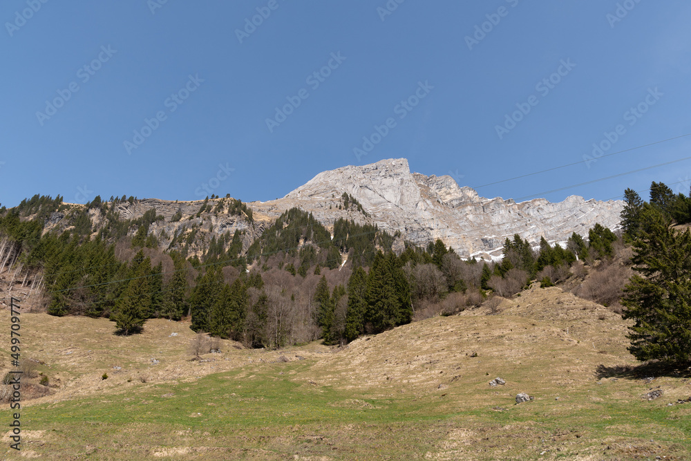 Alpine scenery in the Kloental valley in Glarus in Switzerland Alpine scenery in the Kloental valley in Glarus in Switzerland