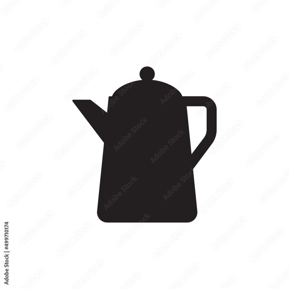 Obraz premium Coffee pot icon in black flat glyph, filled style isolated on white background