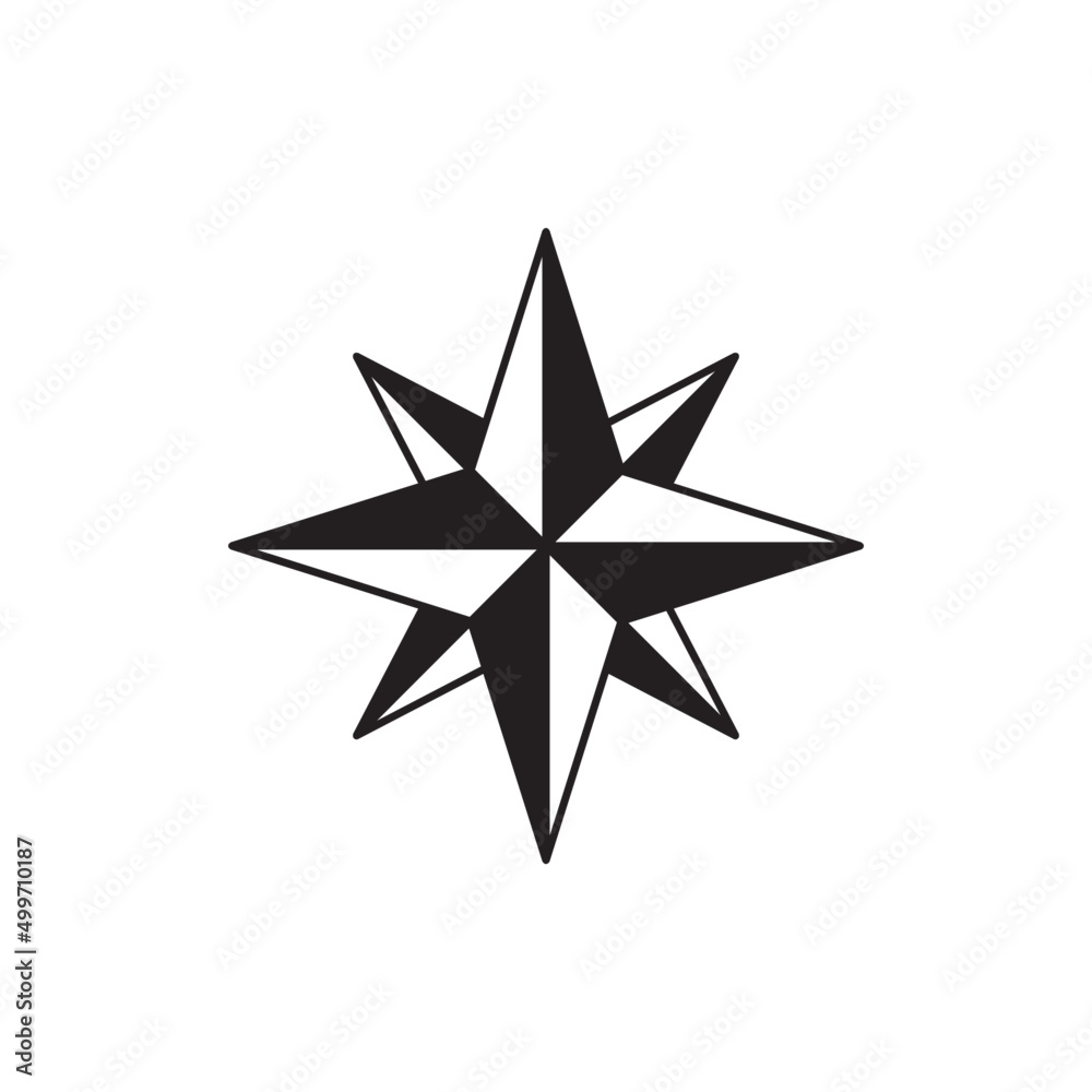 Compass direction, windrose icon in black flat glyph, filled style isolated on white background Compass direction, windrose icon in black flat glyph, filled style isolated on white background