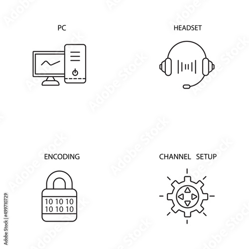 Voice over IP icons set . Voice over IP pack symbol vector elements for infographic web