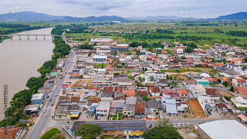 Panoramic aerial image of the city center of Ilhota photo