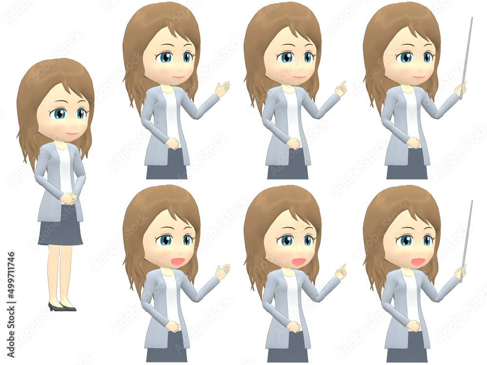 Fototapeta premium [Presentation A] Caucasian Woman cardigan wavy hair oblique angle