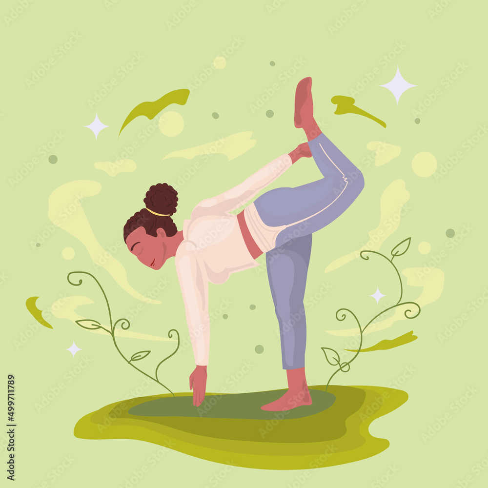 woman doing yoga over grass