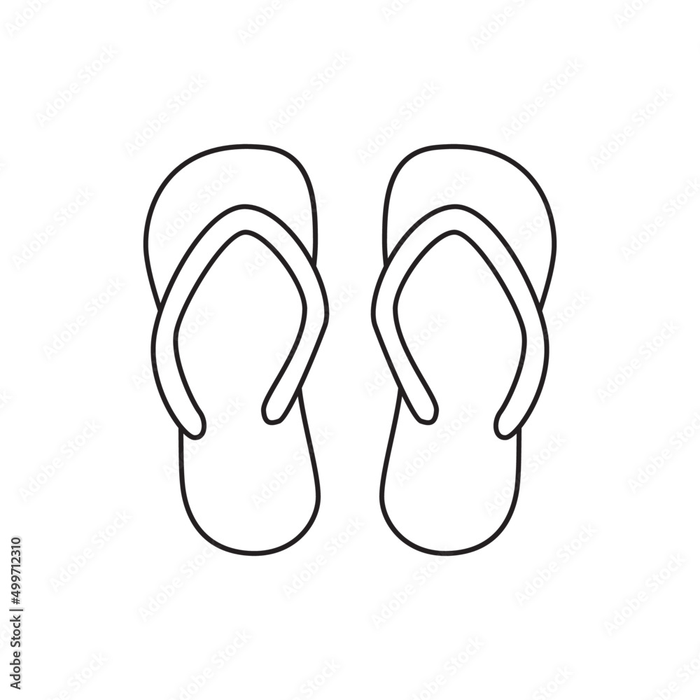 Beach flipflops footwear icon line style icon, style isolated on white background Beach flipflops footwear icon line style icon, style isolated on white background