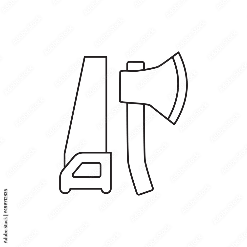 Lumberjack tool icon line style icon, style isolated on white background Lumberjack tool icon line style icon, style isolated on white background