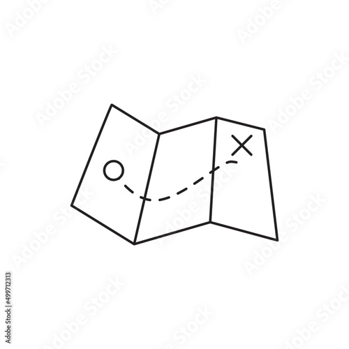Hiking map, orienteering map icon line style icon, style isolated on white background