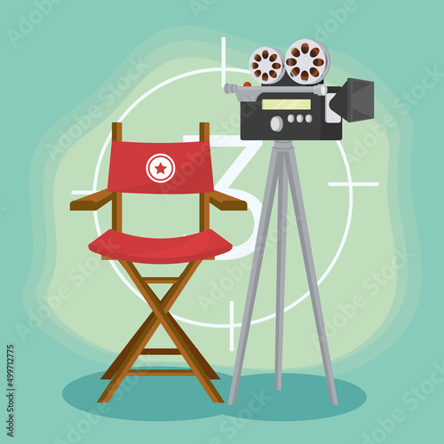 poster cinema with icons