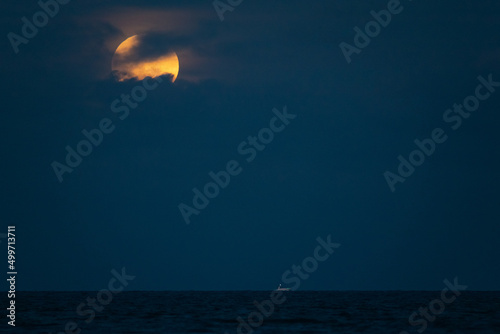 Tableau sur toile moonlight over the sea