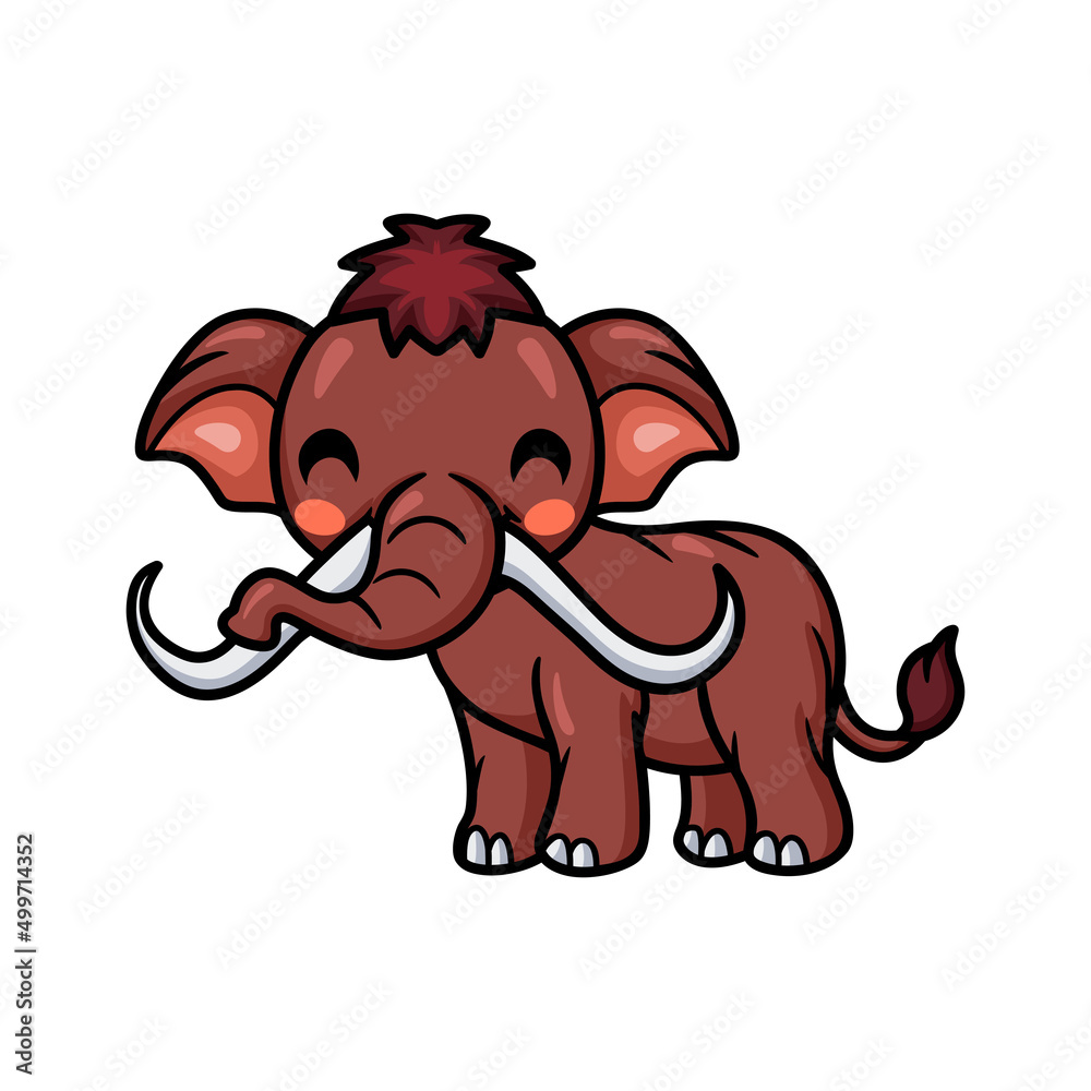 Cute little mammoth cartoon character