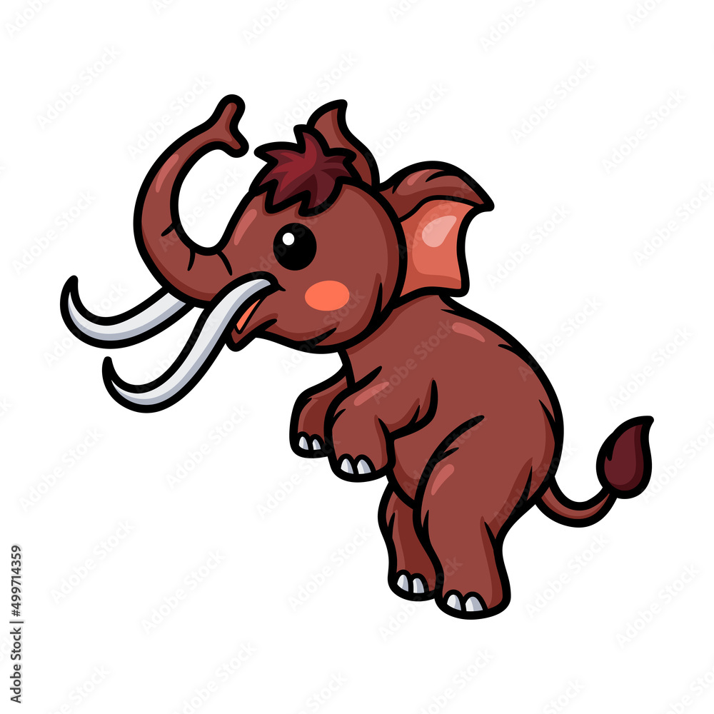 Cute little mammoth cartoon standing Cute little mammoth cartoon standing