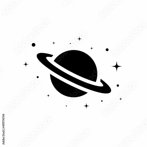 Saturn Icon Vector. Planet Sign Symbol Isolated on White Background