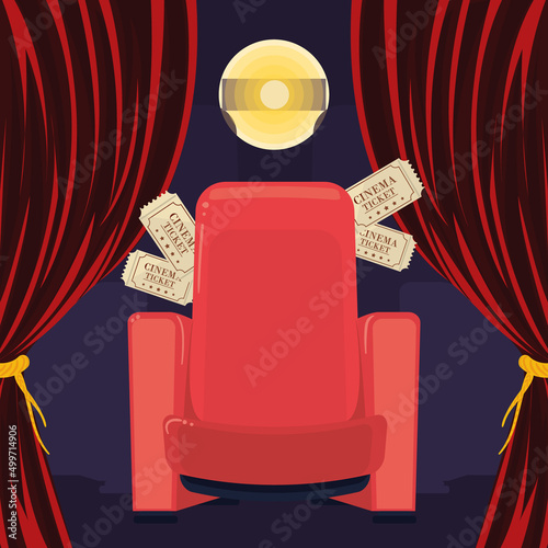cinema chair and tickets