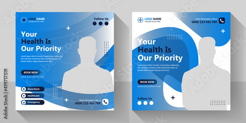 Professional medical social media post and healthcare poster for hospital clinic.