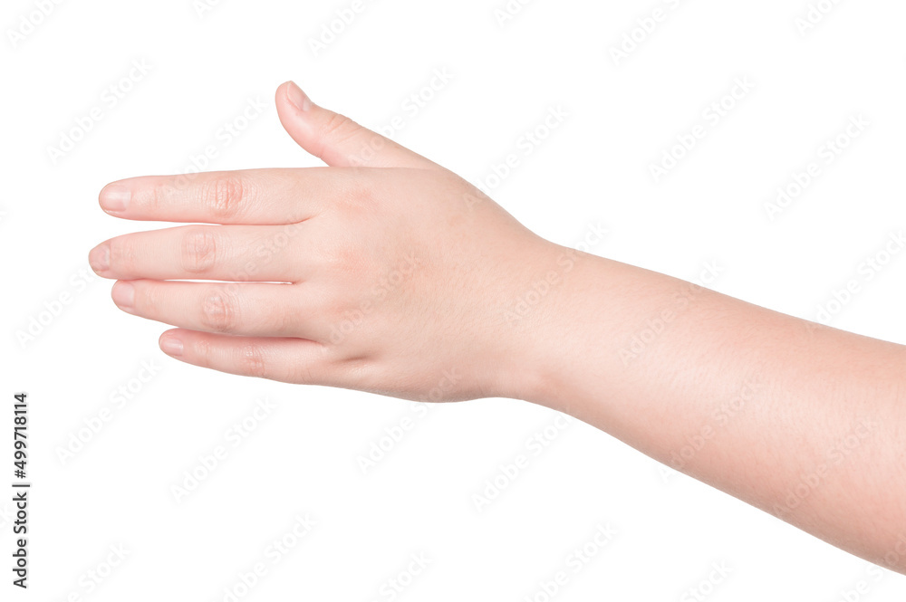 woman hand gesturing with thumb up isolated on white woman hand gesturing with thumb up isolated on white
