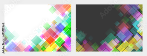 虹色の正方形が並んだカラフルな抽象的な背景