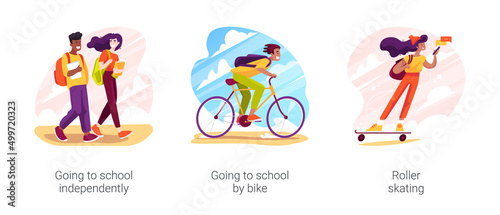 Student life isolated cartoon vector illustration set