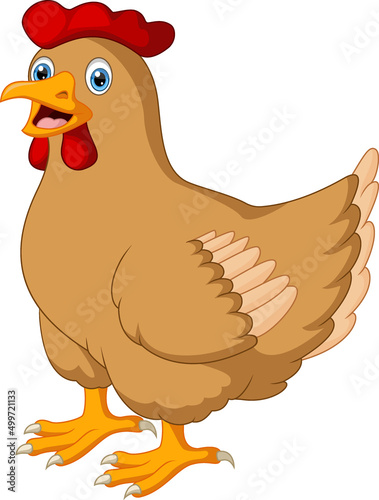 Fotografija Cute chicken hen cartoon crowing