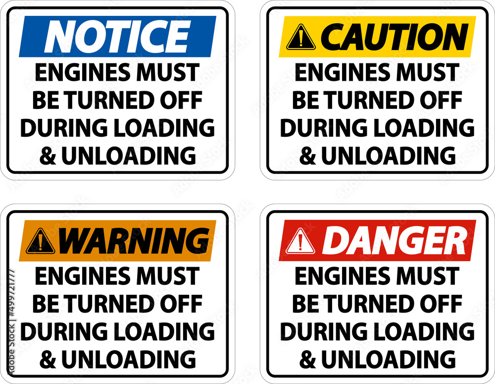 Engines Must Be Turned Off Sign On White Background