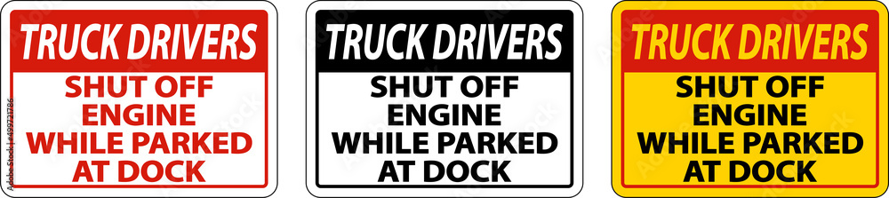 Shut Off Engine While At Dock Sign On White Background