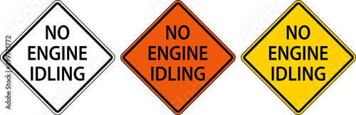 No Engine Idling Sign On White Background