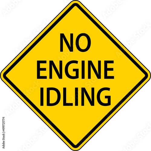 No Engine Idling Sign On White Background