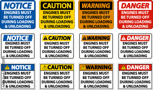 Engines Must Be Turned Off Sign On White Background