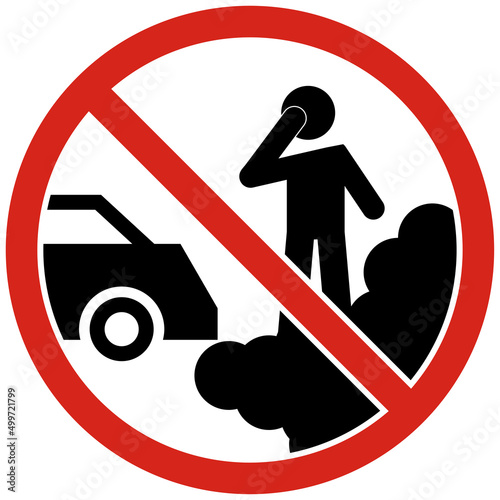 No idling, turn off engine. Prohibition Sign On White Background