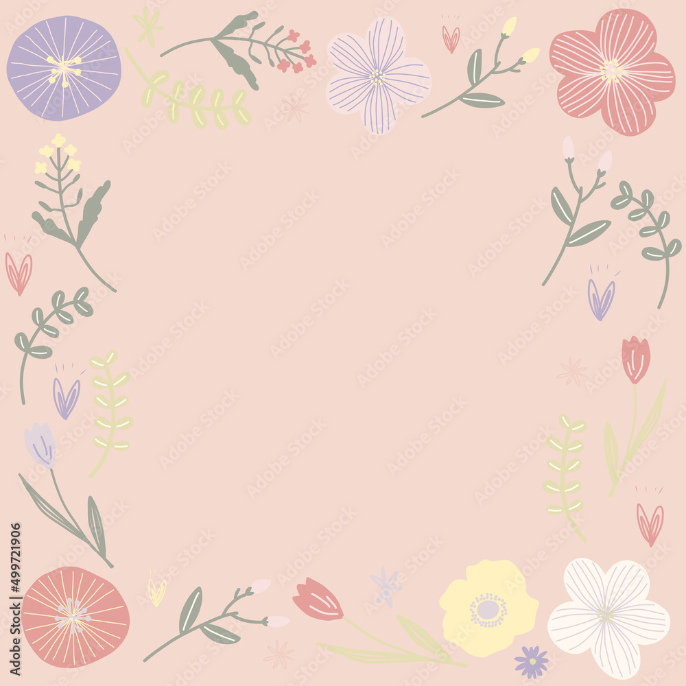 Fototapeta premium ピンクと紫のお花のフレーム