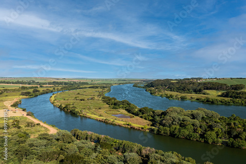 stretch of channel of the tiete-parana waterway, on the tiete river