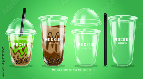 bubble milk tea cup transparent mockup