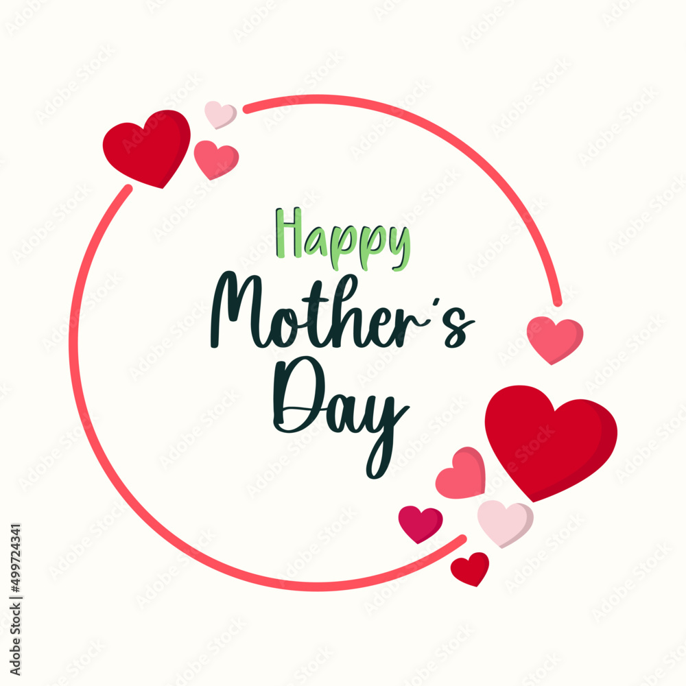 Simple Happy Mother's day with a red heart background