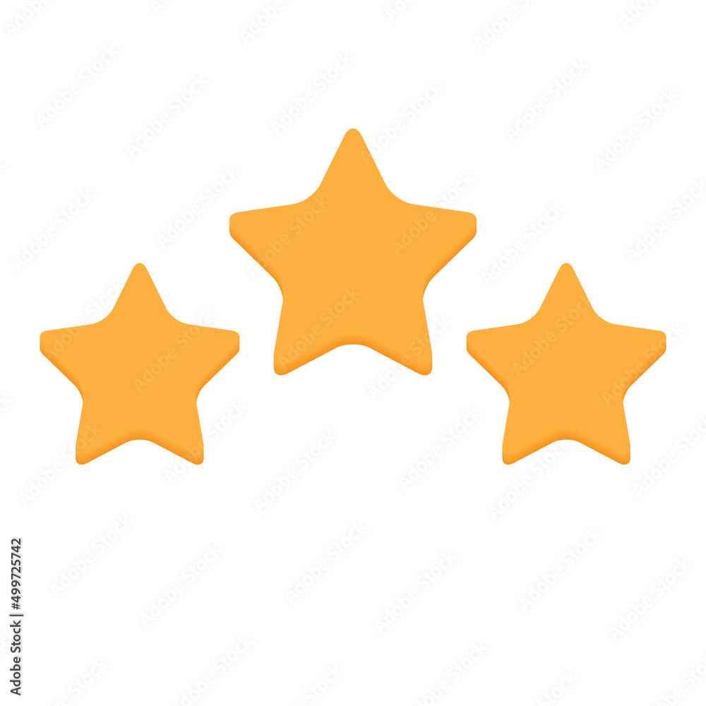 vector illustration of gold 3 star rating icon.