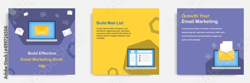 3D cartoon style. Social media informative email marketing list tips post banner template layout design. Mail target receiver and subscriber