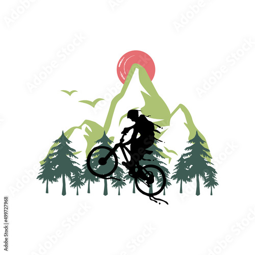 Illustration jump mountain bike design vector