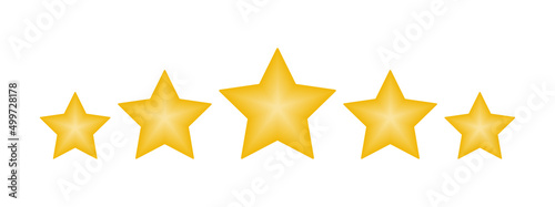 Five stars yellow isolated on white background. Vector illustration.