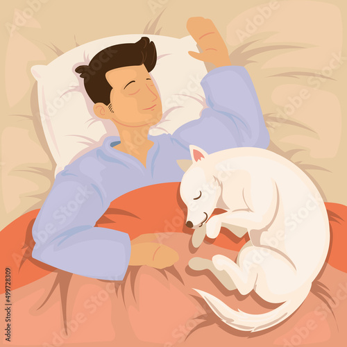 asleep man and dog
