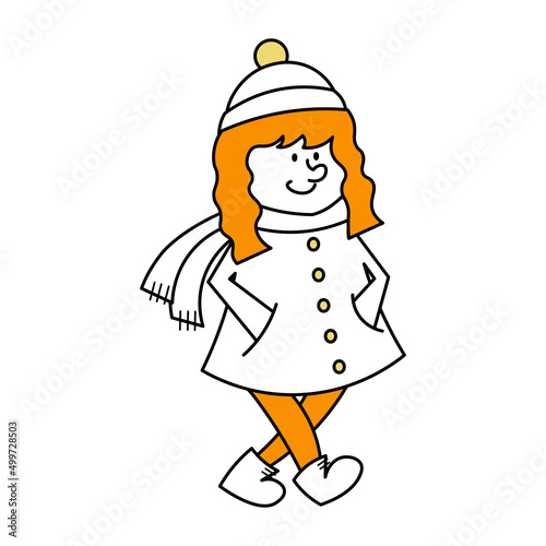 冬服を着て歩いている子供のイラスト素材