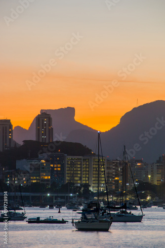 Sunset seen from the Mureta da Urca in Rio de Janeiro, Brazil.