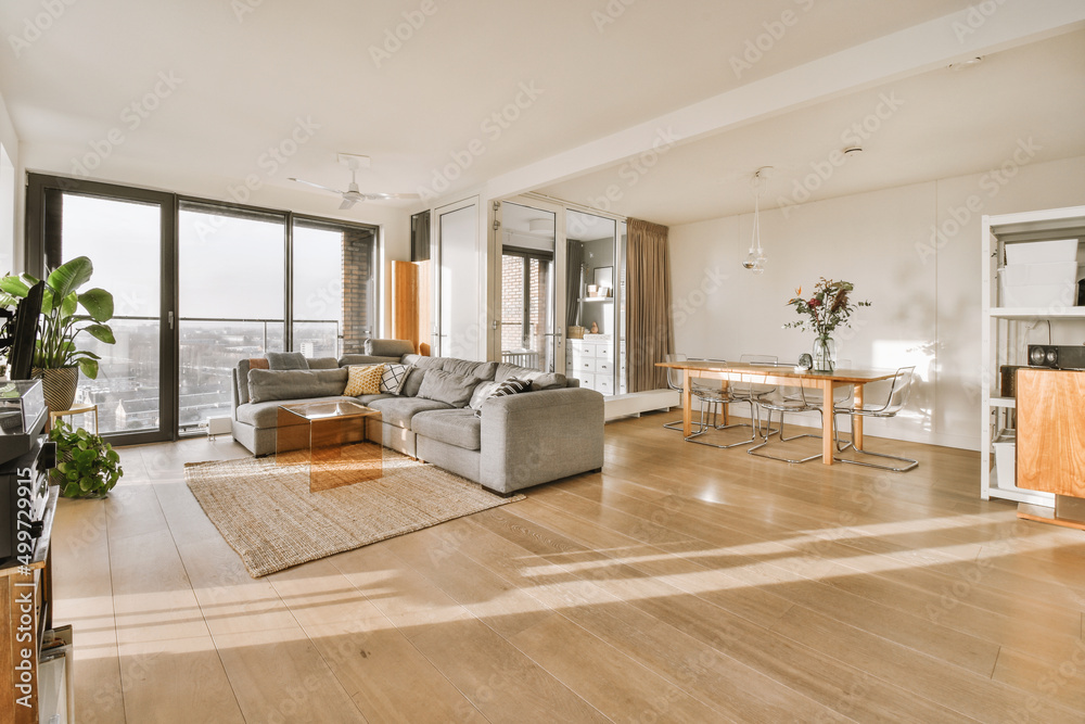 Ταπετσαρία Luxury living room with mirror wardrobe and sitting table