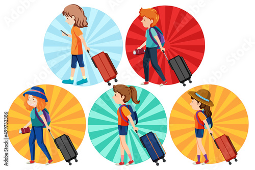 Different tourist simple characters set