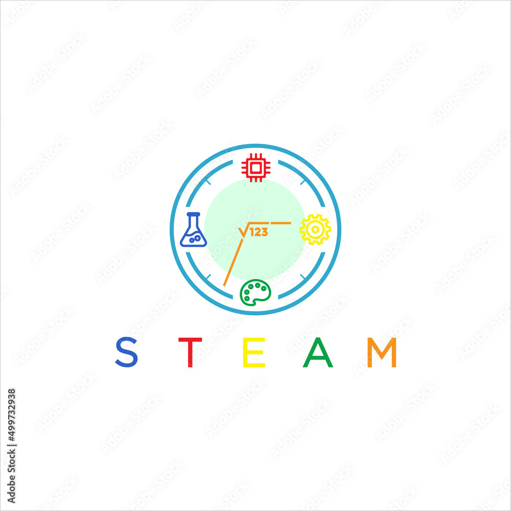 Steam clock logo illustration design