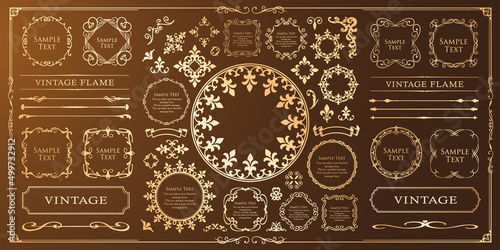 高級感のある豪華なあしらい。見出しや飾り罫のセット。デザイン素材。装飾素材。