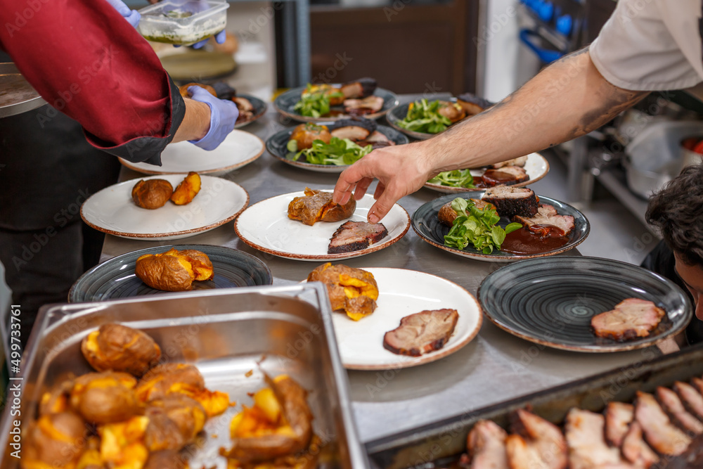 Team of cooks working