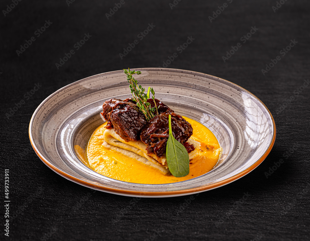 Beef cheeks and crepes Beef cheeks and crepes