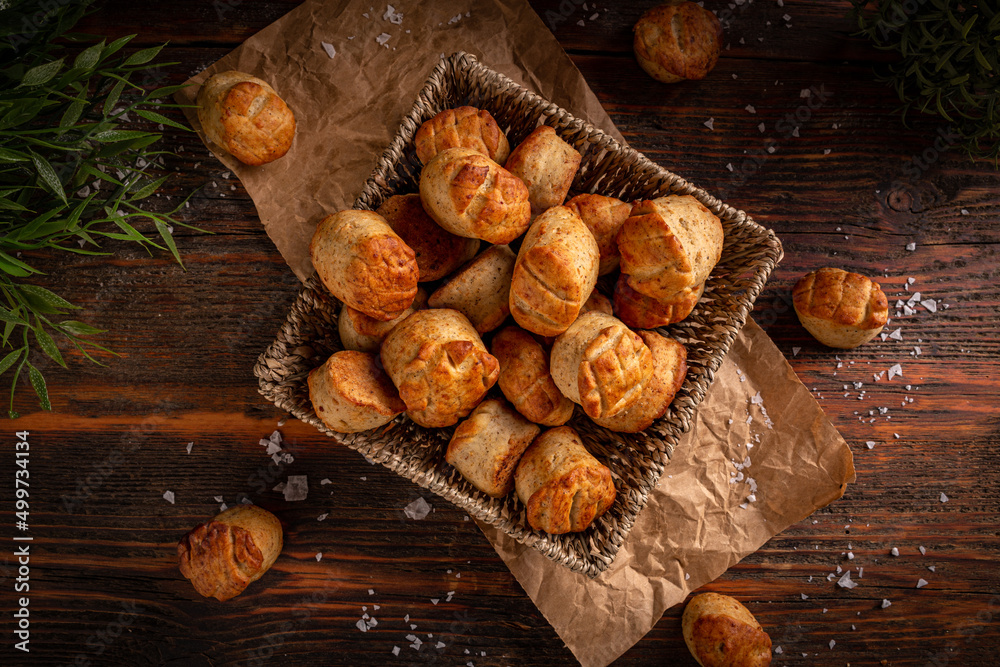 Small bread with pork crackling Small bread with pork crackling