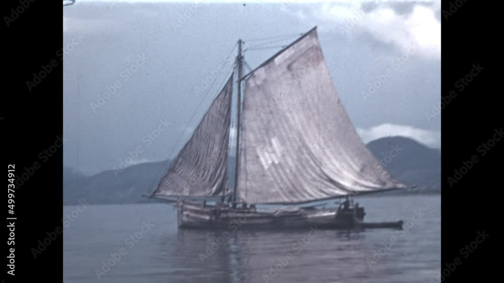 Moored at Port of Spain 1938 - Boats and ships are moored at Port of Spain, Trinidad in 1938.