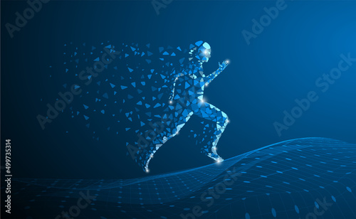 body fitness concept Jumping molecules of scientific illustrations of human chemistry